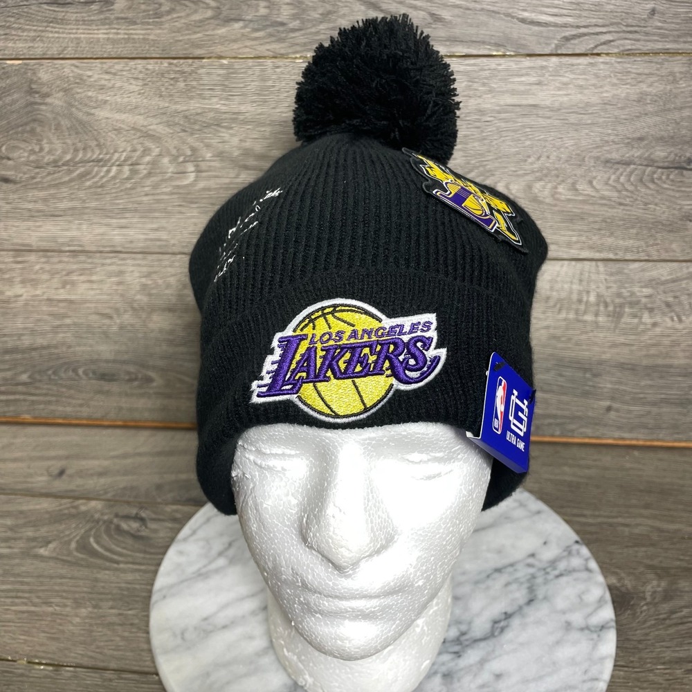 Los Angeles LA Lakers Hat Beanie Pom Poms Embroidered‎ NBA Basketball Tattoo $30